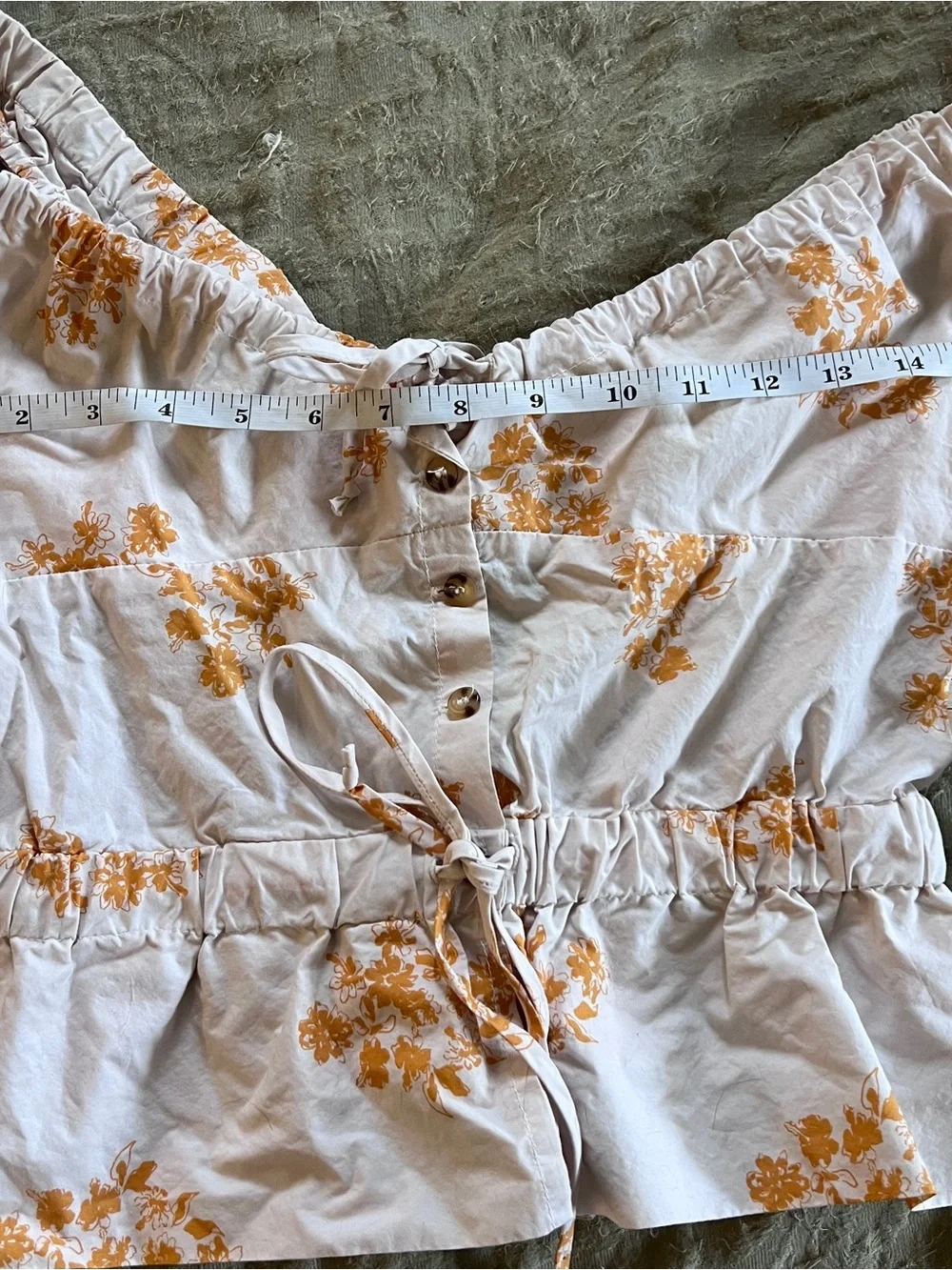 Ciao Lucia Floral Cottagecore Peplum Milkmaid Peasant Tank Top Size XS
